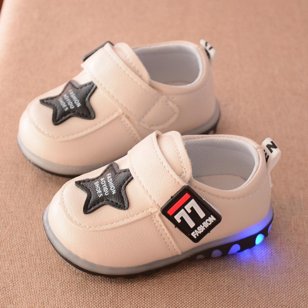 Giày cho bé 1 Tuổi Cho Bé PU Trẻ Mới giày tập đi có đèn led Sáng Nhấp Nháy Của bé trai, bé gái tập Đi Mềm 21092