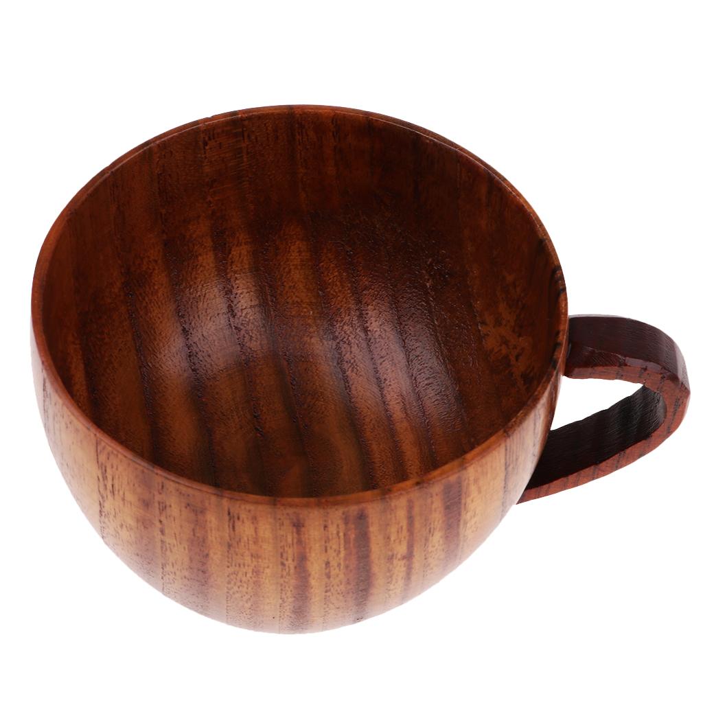 Leipupa Đơn Giản Tinh Chế Bằng Gỗ Cốc Tập Uống Có Tay Cầm Cho Nước Trà Cà Phê Nước Sữa Bia Canh, 5.12X3.54X2.56 Inch