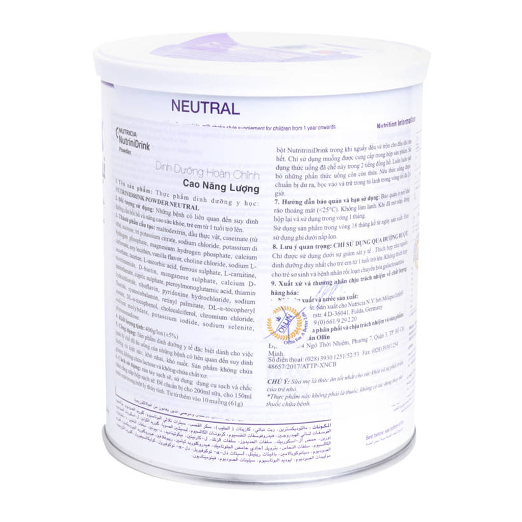 Sữa Bột Nutricia NutriniDrink Hương Neutral (400g)