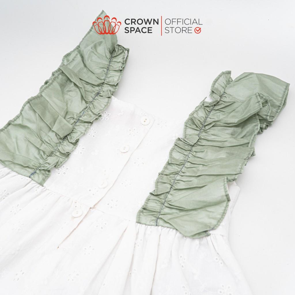 Đầm Bé Gái Màu Trắng Công Chúa CROWN KIDSCKGS2810603.W Size 2-9 Thoáng Mát