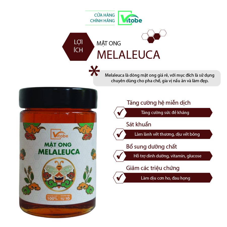 Mật Ong Melaleuca Vitobe (300gr) - Hữu cơ 100%