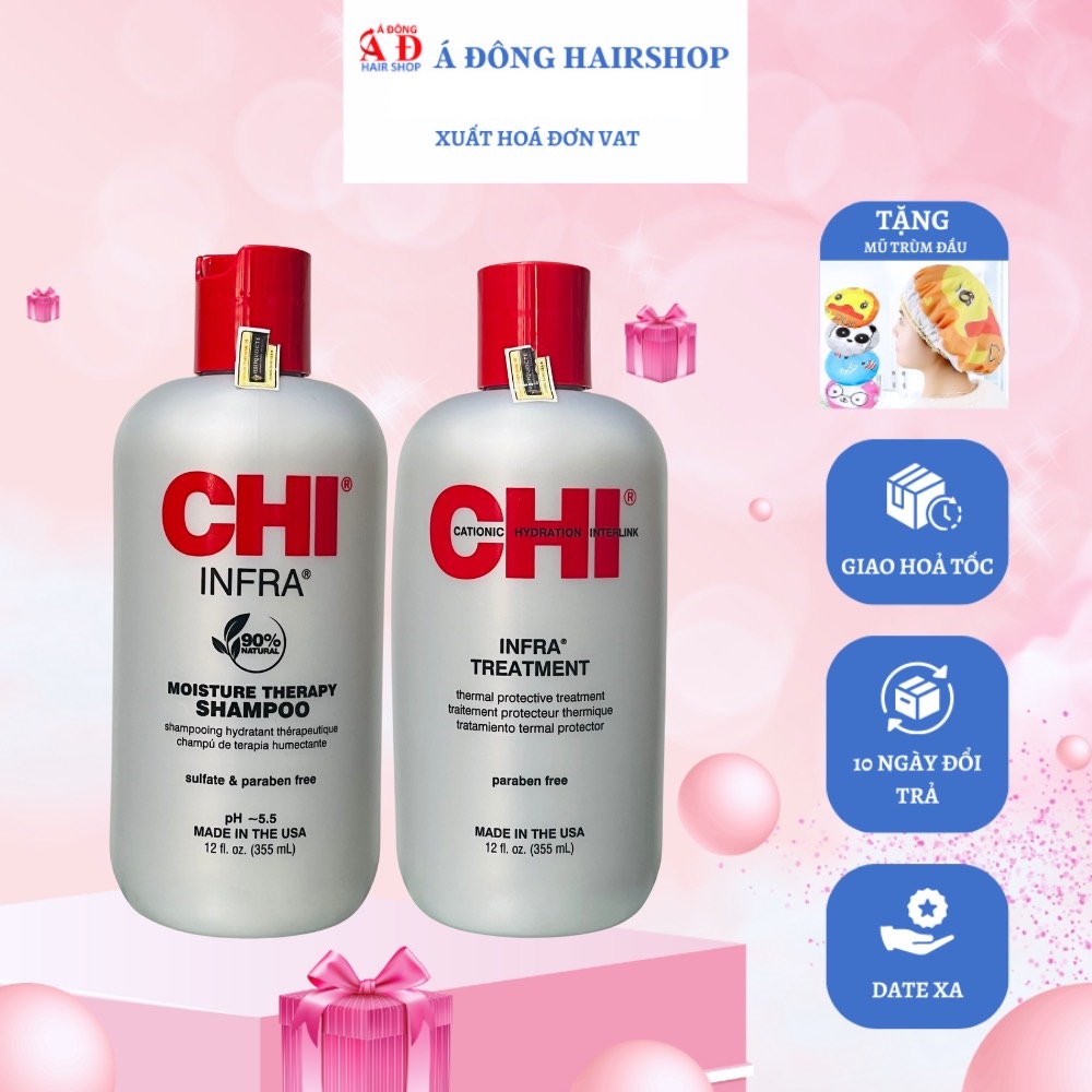 Cặp dầu gội xả CHI Infra shampoo & treatment siêu mượt cho tóc khô hư tổn USA 355ml