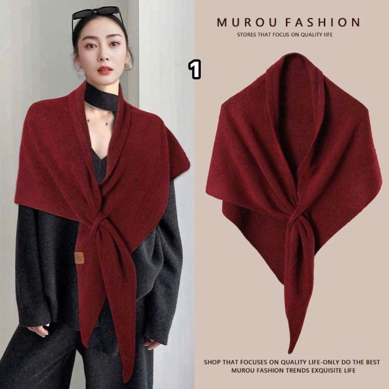 [KoSuyTu] Khăn Choàng Dệt Kim Tam Giác Giả Cashmere - Luồn Vạt Tiện Lợi - Sang Trọng Quý Phái Với Tông Ấm
