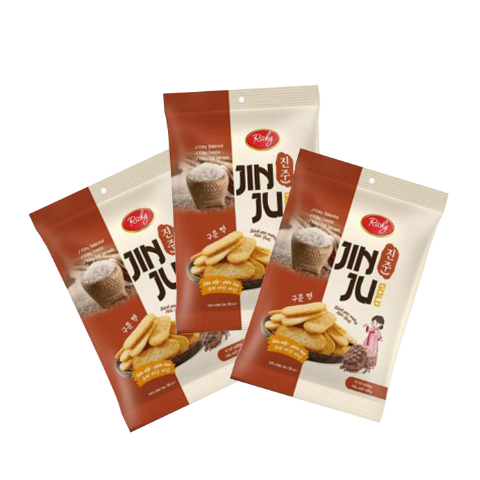 Combo 3 gói Bánh gạo JINJU RICHY vị bò nướng tiêu  gói 134,4g/gói