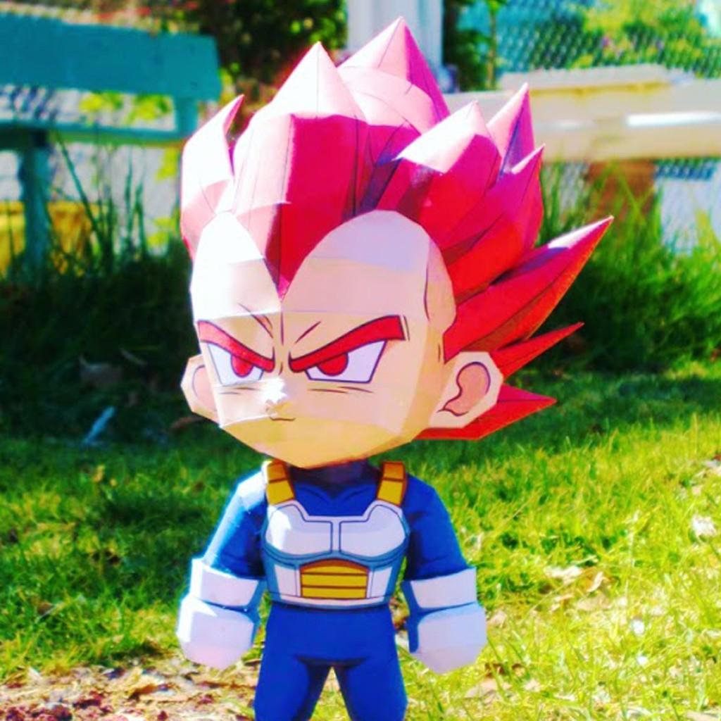 Mô hình giấy Anime Dragon Ball Chibi Vegeta SSJ God