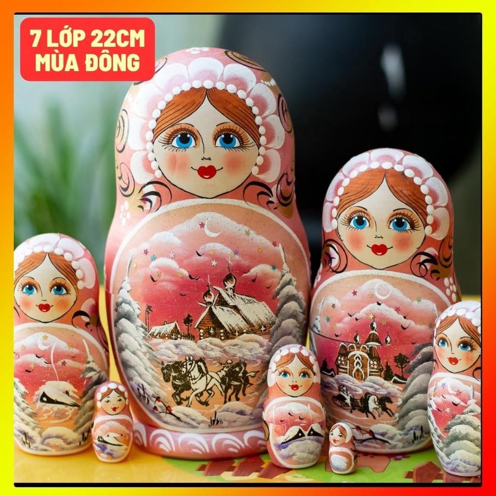 (RẤT ĐẸP VÀ ĐỘC ĐÁO) BỘ BÚP BÊ NGA MATRYOSHKA 7 LỚP 21CM 