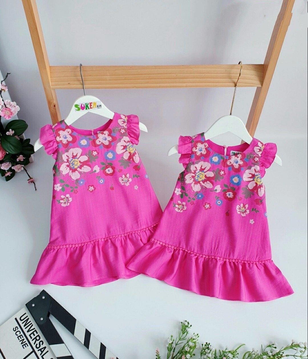 Đầm Váy Bé Gái Size 5-21Kg, 3 Tháng Đến 5,5 Tuổi, Hoa Hồng Cánh Tiên, Tiểu Thư