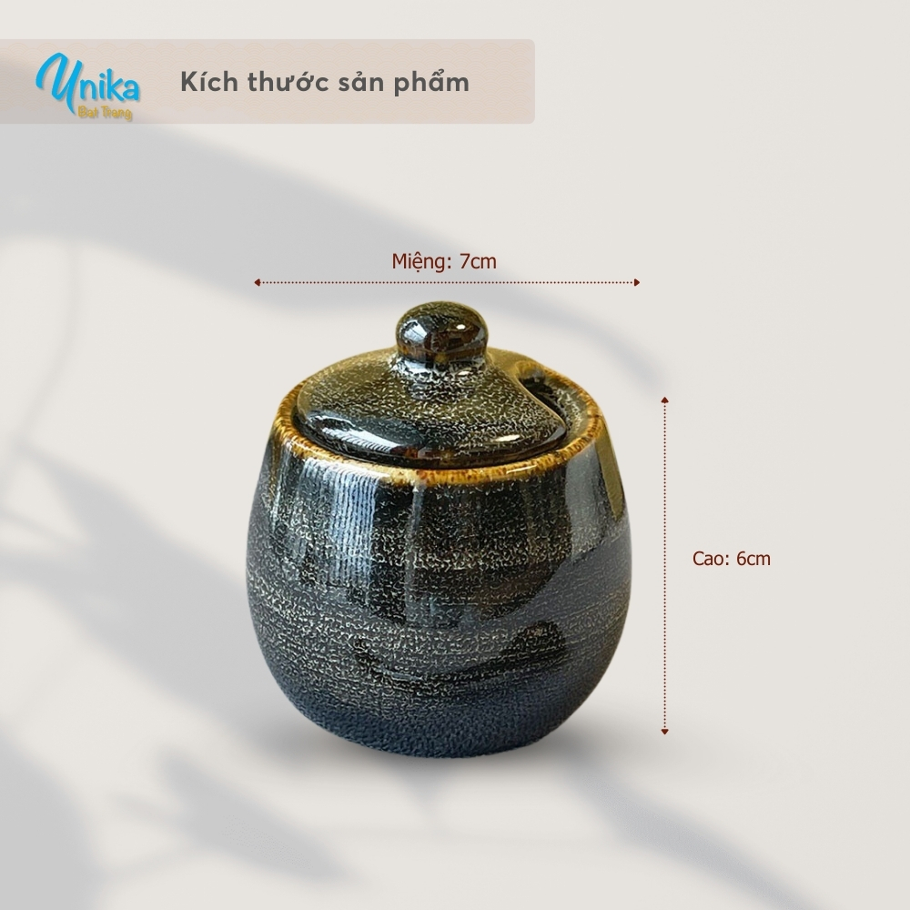 Hũ Đường (3 màu) Có Thìa - Hũ Gia Vị - Gốm Sứ Cao Cấp Bát Tràng