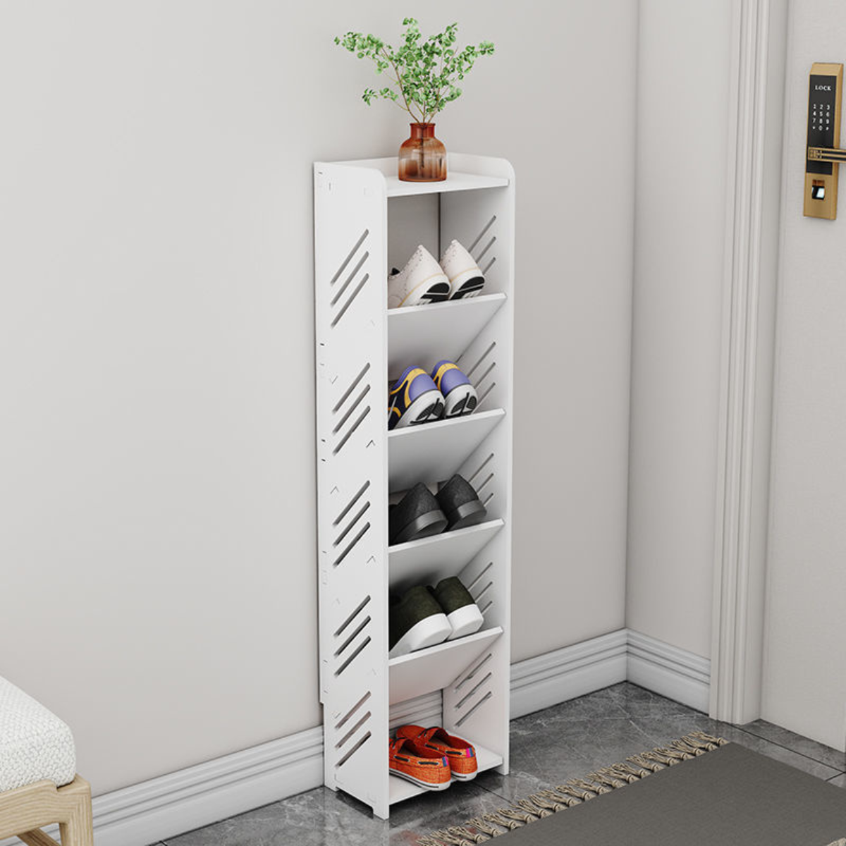 Kệ Giày Dép Gỗ Nhựa Cao Cấp Lắp Ghép Chống Nước, Giá Kệ Để Giày Dép Hàn Quốc 5 Tầng Chứa 5 Đôi Kích Thước 100*17*26 _ Lốc Xoáy