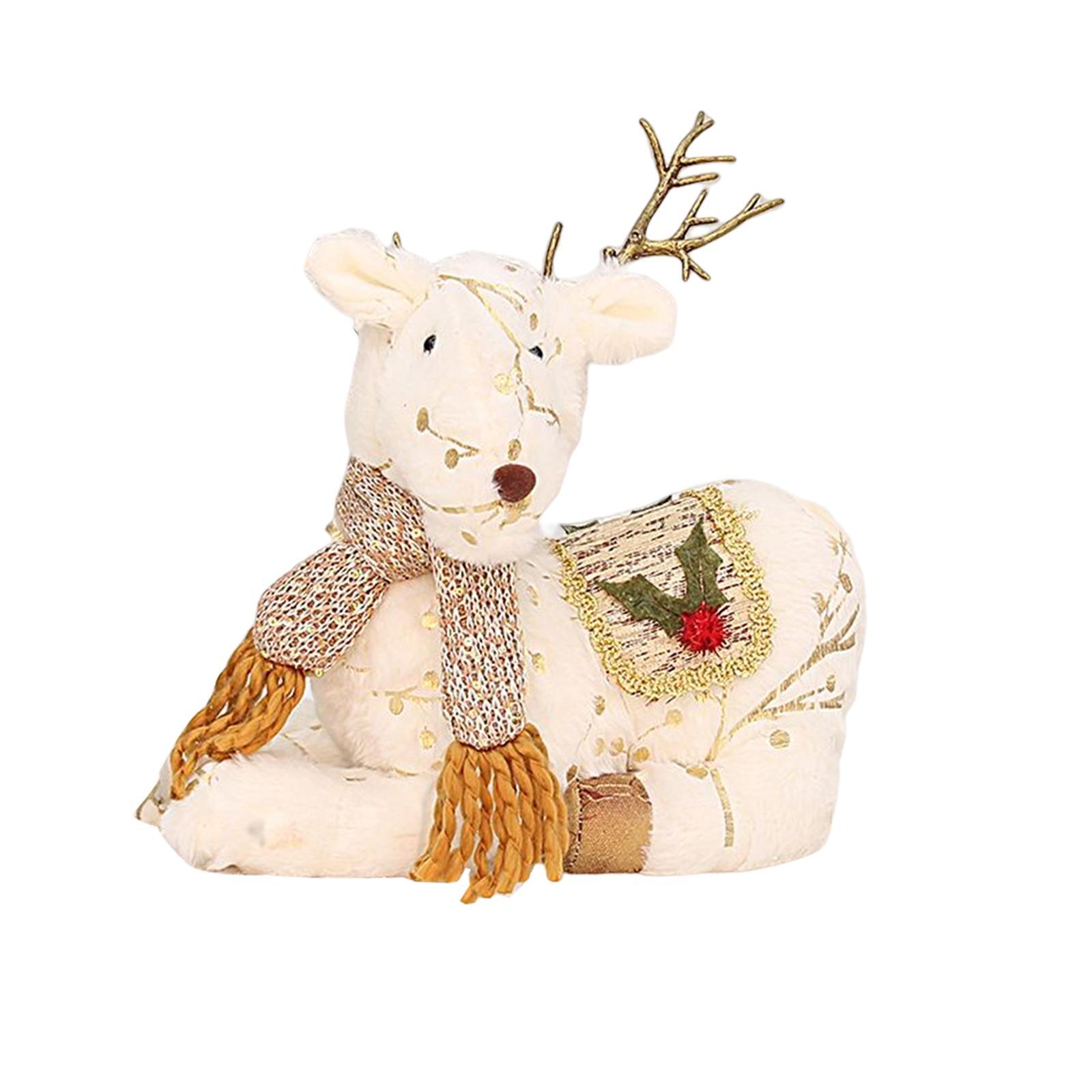 3Pcs Christmas Reindeer Stuffed Animal Creative Plush Elk Office Home Decor