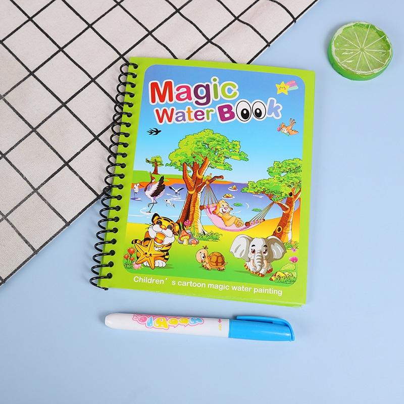 Đồ chơi tập tô màu tiếng anh tự xóa thần kỳ Magic water book kèm bút dùng nước