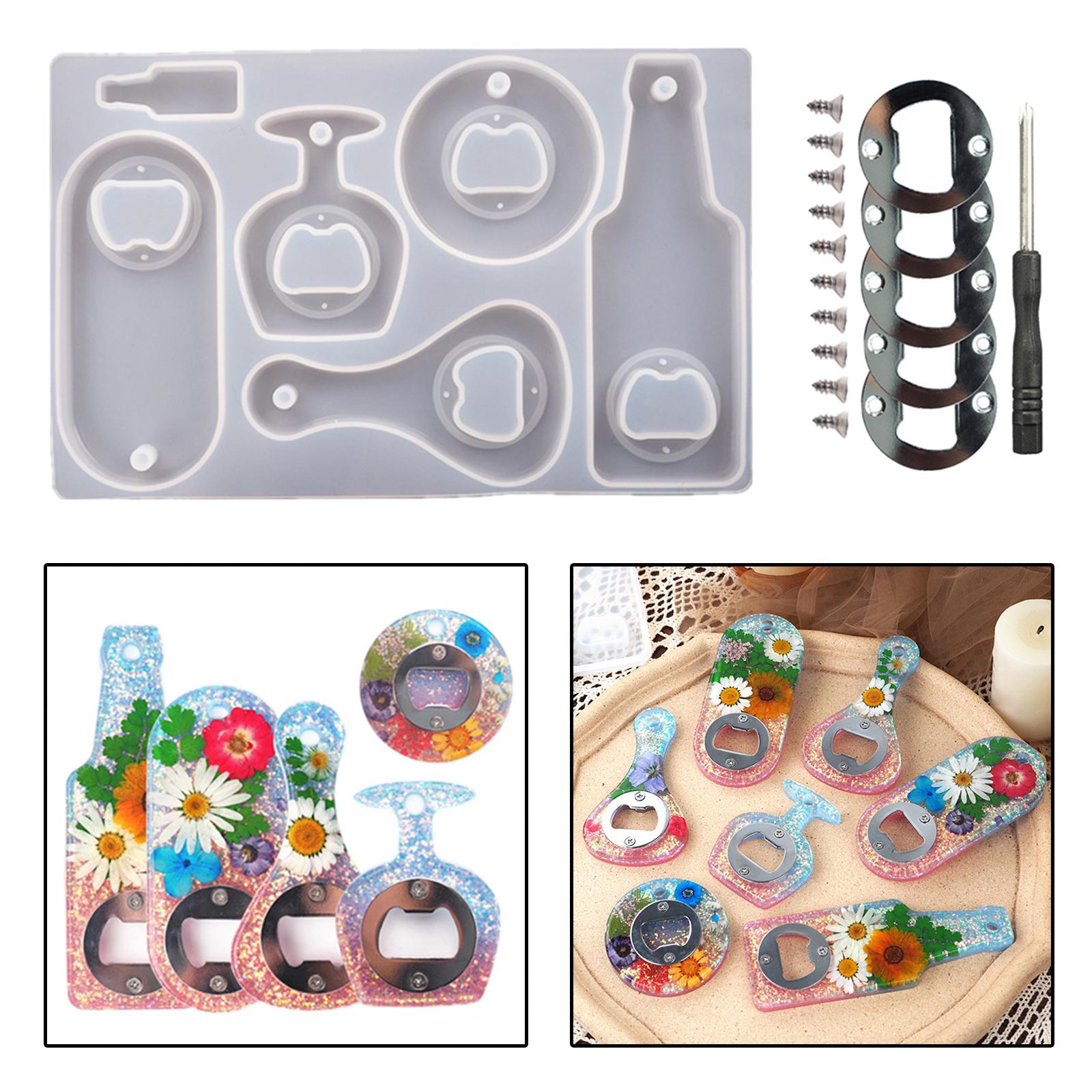 DIY Resin Molds Kit Beer Opener Silicone Molds Epoxy Mirror Silicone Mold for Art Crafts Epoxy Resin Casting Wine Corkscrew Epoxy Molds