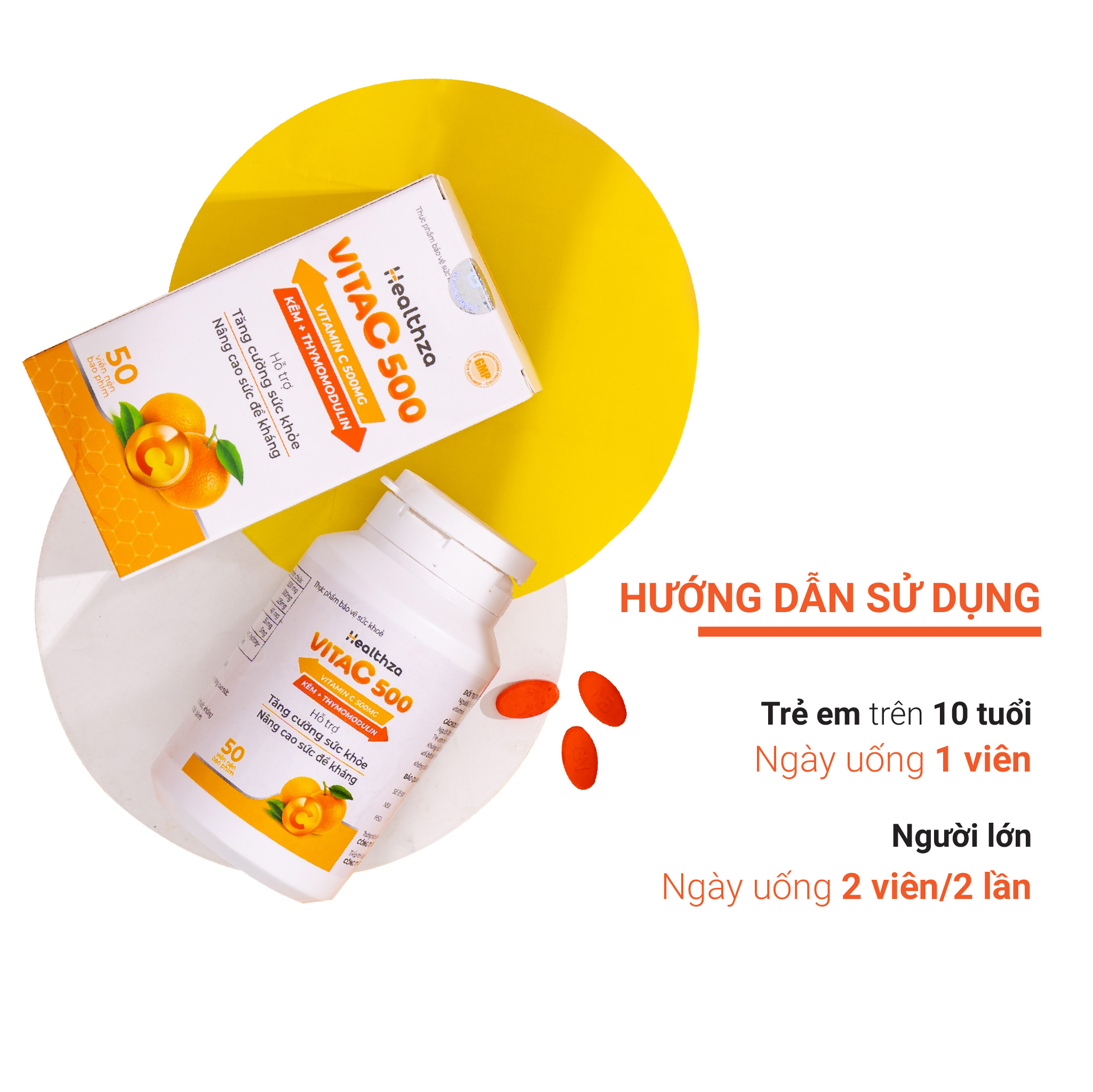 Viên uống VitaC 500 bổ sung Vitamin C Hộp 1 lọ 50 viên