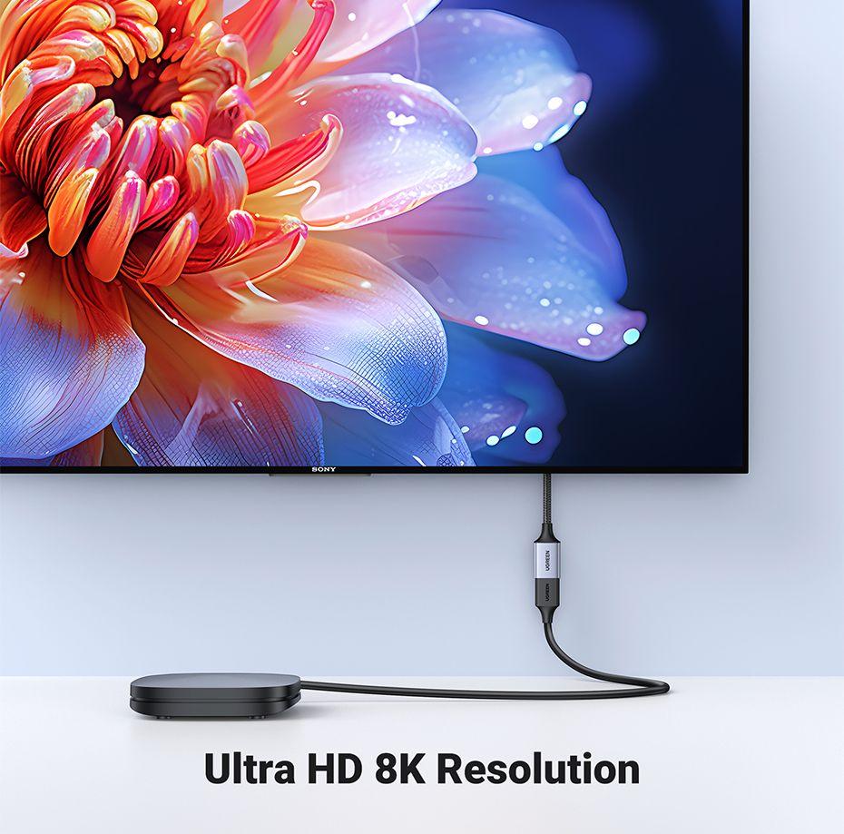 Ugreen UG15518HD165TK 15Cm 8K60Hz 2.1 Cáp nối dài HDMI dây bọc dù - HÀNG CHÍNH HÃNG