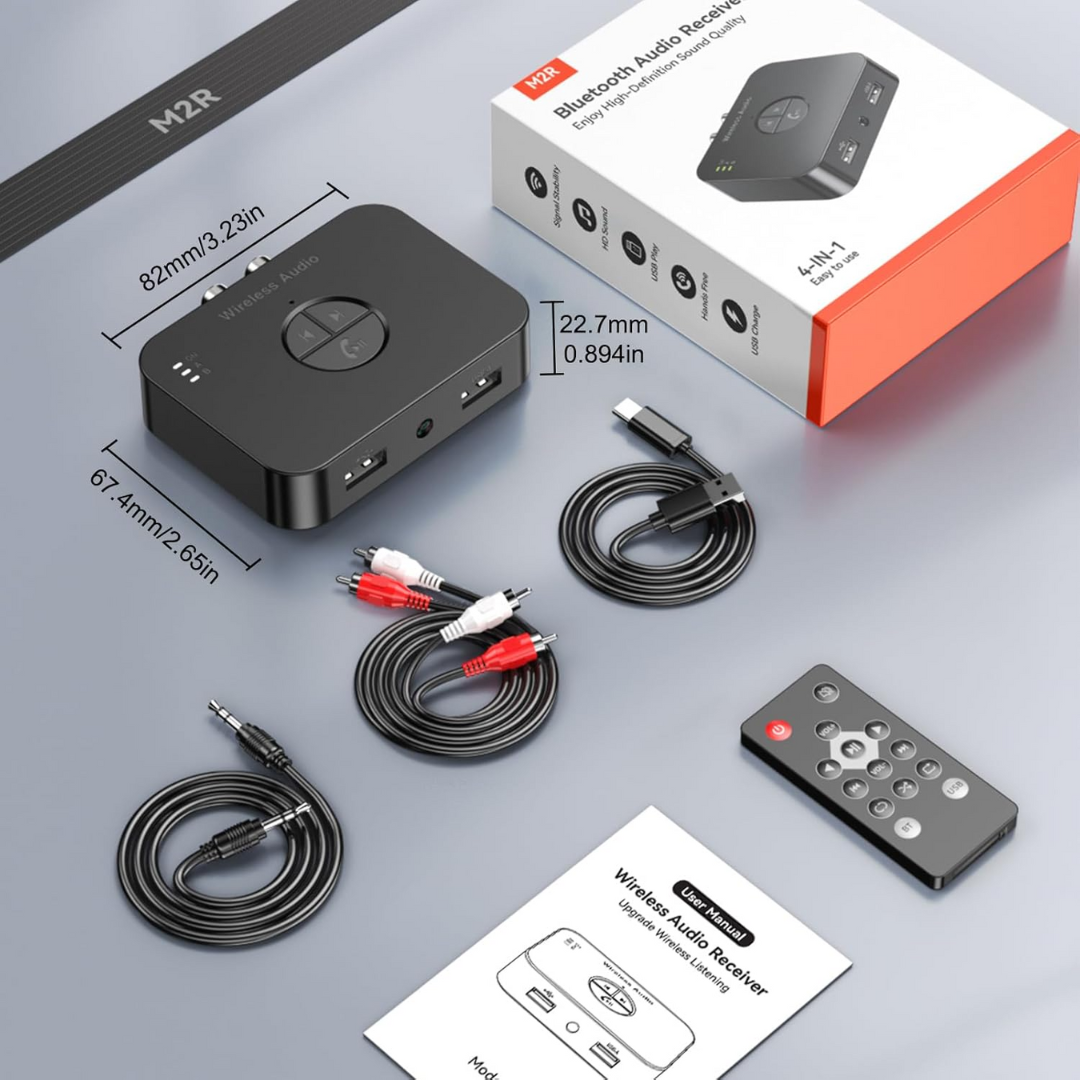 Bộ Thu Bluetooth 5.4 RCA/AUX/USB Cho Loa & Dàn Âm Thanh M2R - Hàng Nhập Khẩu