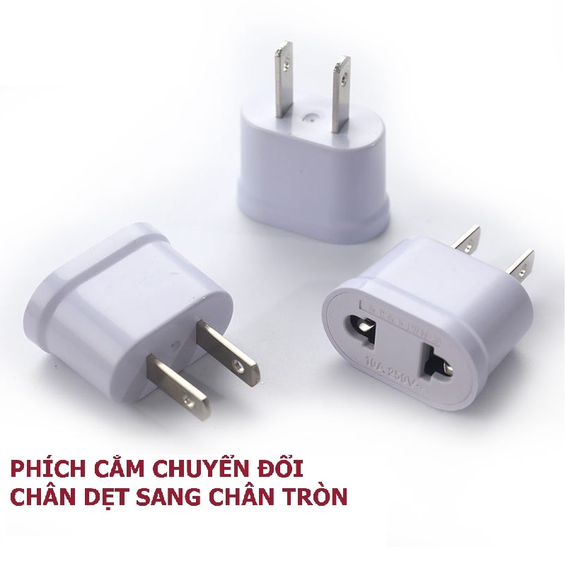 Phích Chuyển Đổi Chân Tròn Sang Chân Dẹt, Đầu Chuyển Đổi Phích Điện Nhỏ Gọn, CHuẩn US - JP - Đài. TakyHome 8601-loaitot