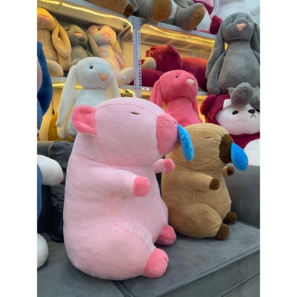 Thú nhồi bông capybara hồng chảy nước mũi đáng yêu - Size từ 35cm đến 45cm - Móc khoá gấu bông Capybara