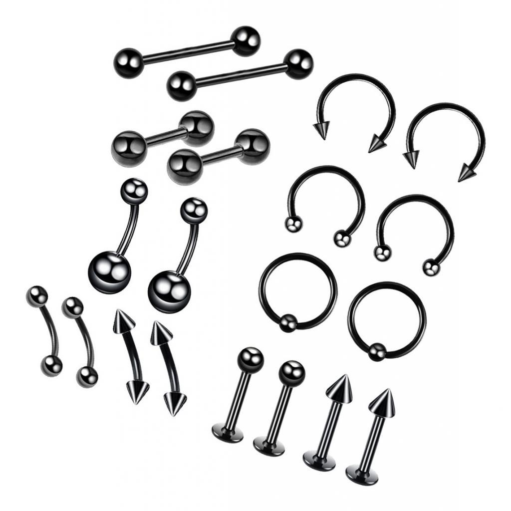 20Pcs Nose Lip Eyebrow Navel Belly Piercings 6mm
