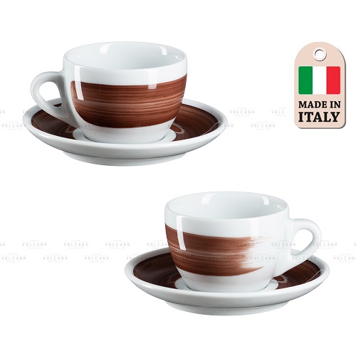 Bộ đĩa và ly sứ cà phê Ancap Cappuccino 180 ml vẽ tay lên thân