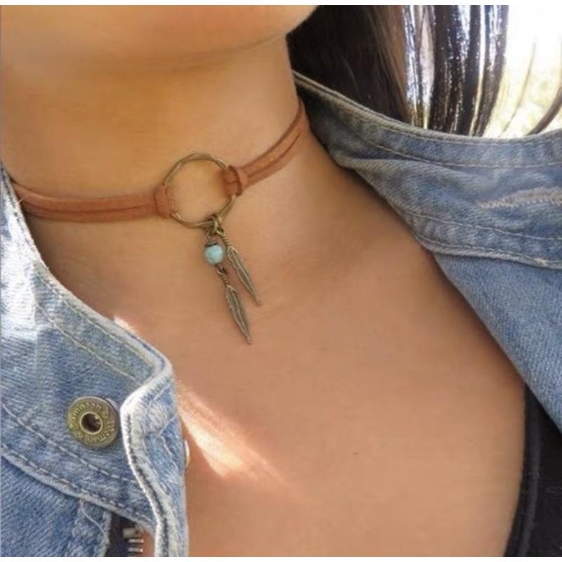 Choker bohemian màu nâu - Vòng cổ thời trang du mục - Arora boutique