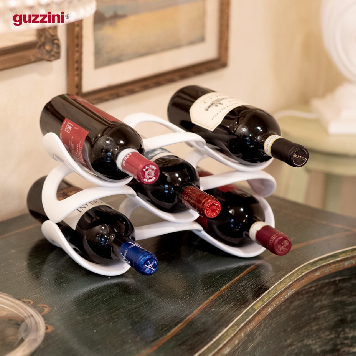 Kệ Trưng Rượu Vang Guzzini Icons Bottle Rack - Kệ Rượu Lắp Ráp Theo Mô Đun Đựng Đến 9 Chai - Dụng Cụ Trang Trí Trang Nhã Và Hấp Dẫn Cho Mọi Dịp