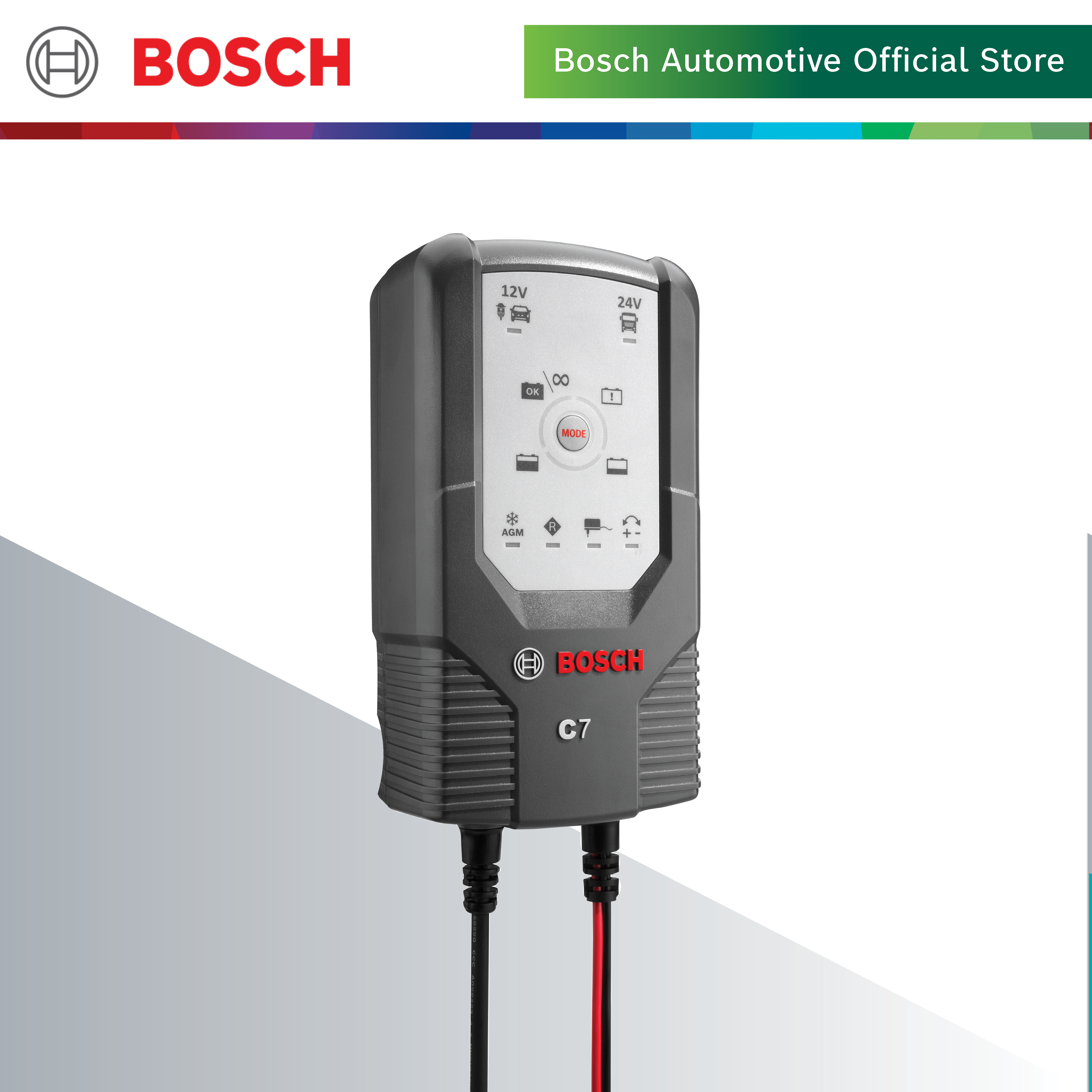 Máy sạc bình ắc quy cho ô tô xe máy Bosch C7 - Hàng chính hãng