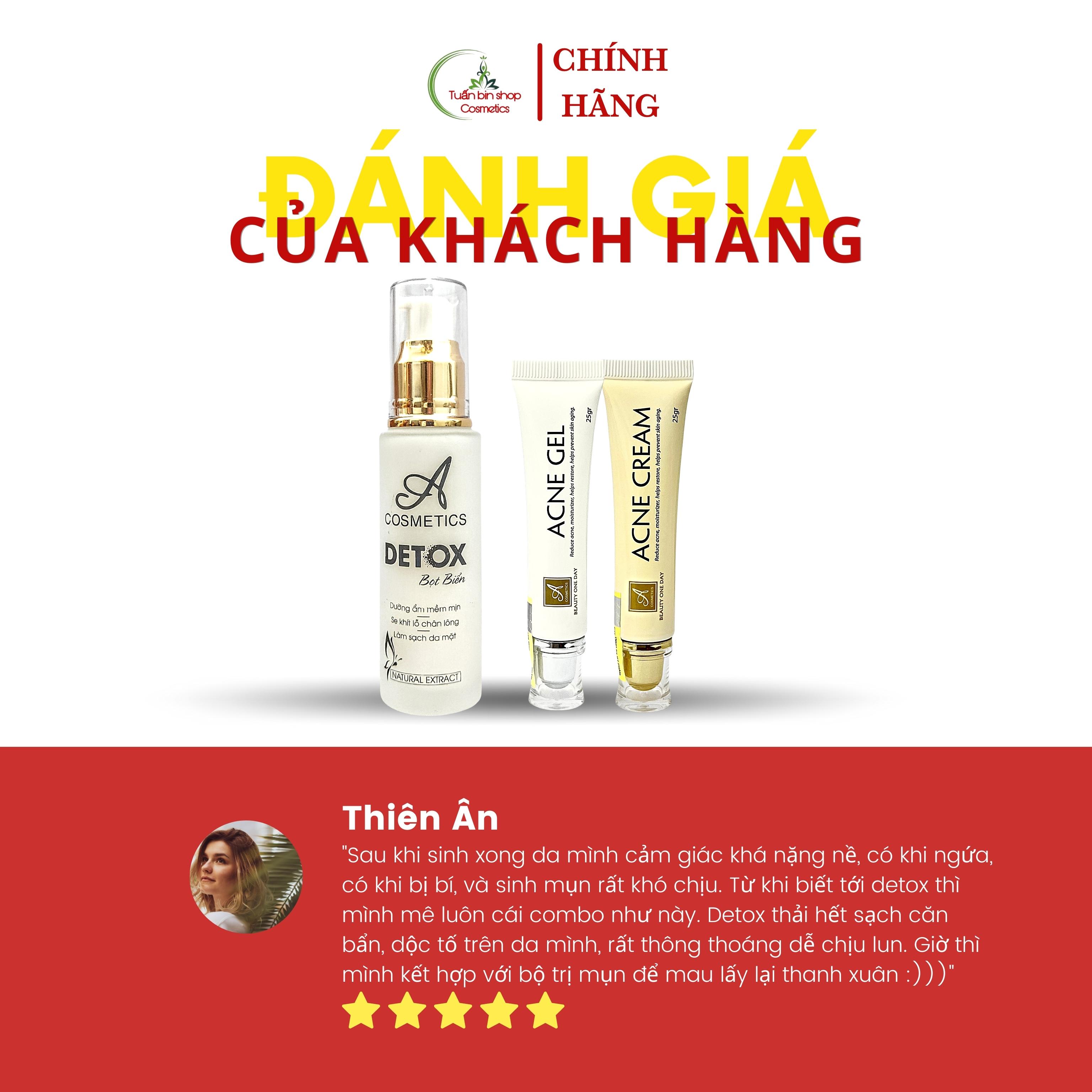 Combo kem giảm mụn, thải độc da, se khít lỗ chân lông Acosmetics, kem giảm mụn siêu tốc độ, detox bọt biển 100g