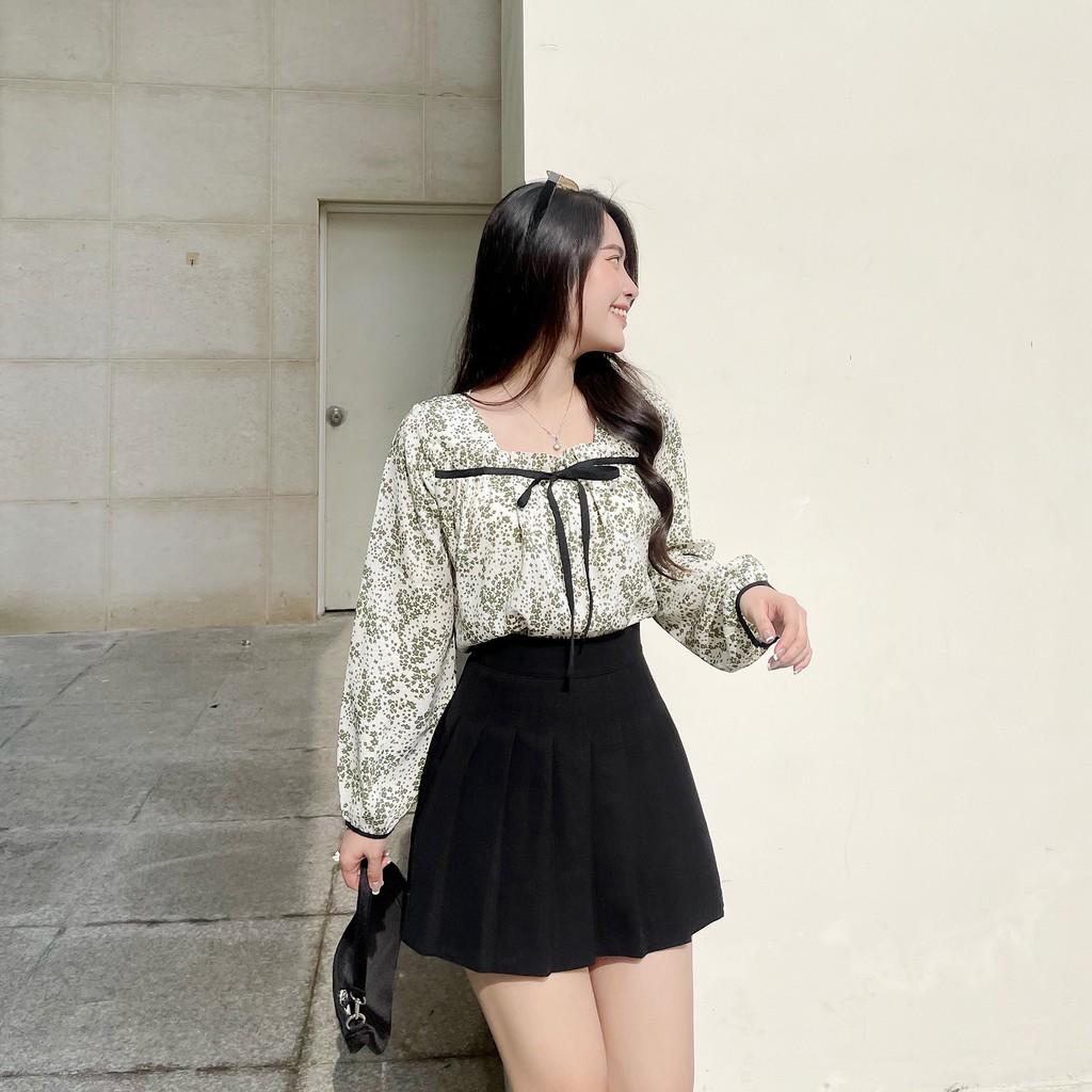 ÁO SƠ MI NỮ CỔ VUÔNG RUY BĂNG