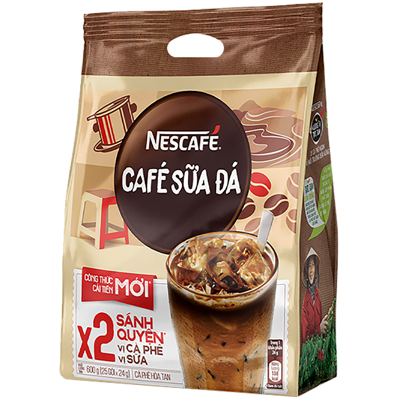 Combo 3 cà phê hòa tan Nescafé 3in1 cà phê sữa đá (Bịch 25 gói x 24g) [Tặng bộ 3 thố thuỷ tinh Nescafé]