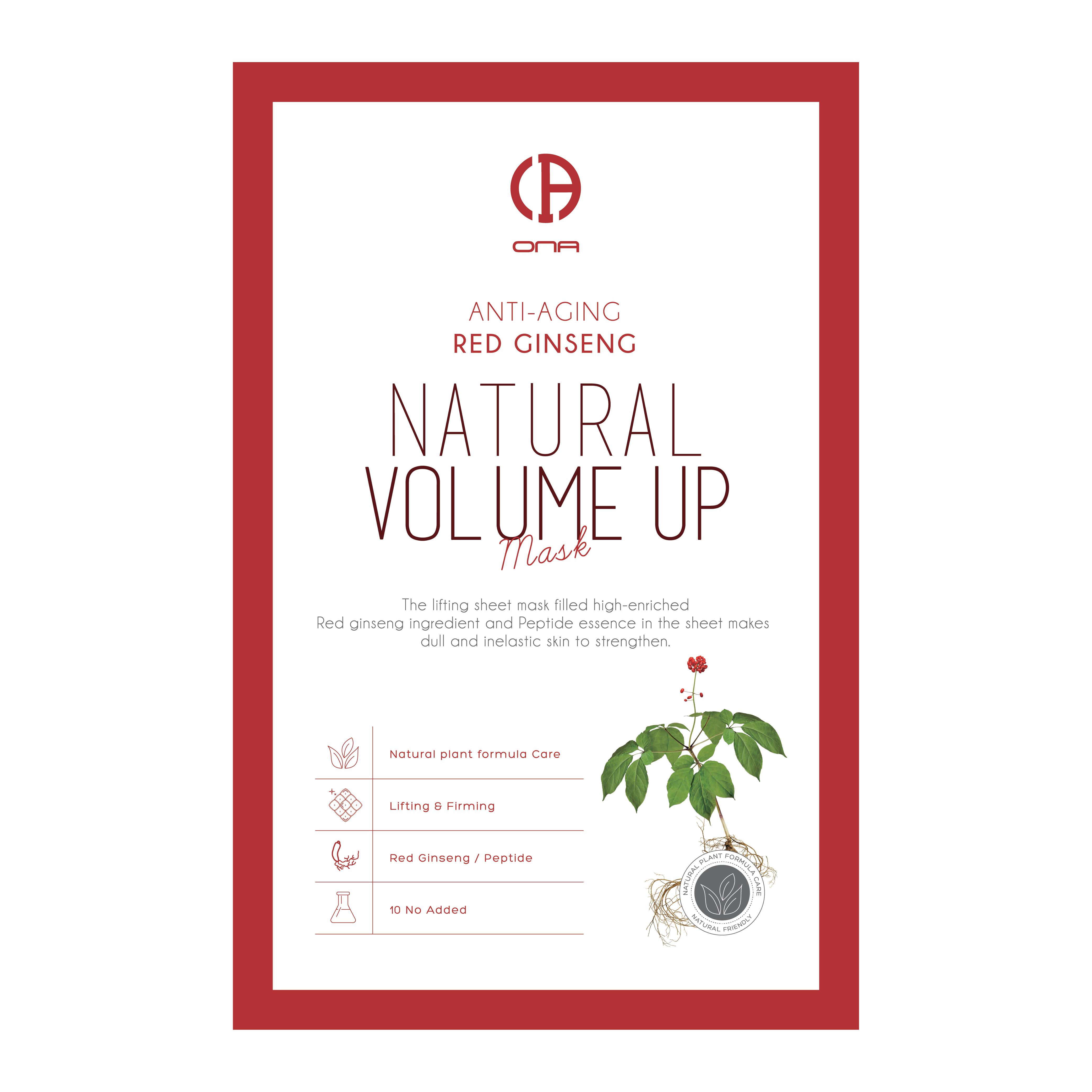 Mặt nạ chống lão hóa ONA Natural Volume Up-Red Ginseng Mask