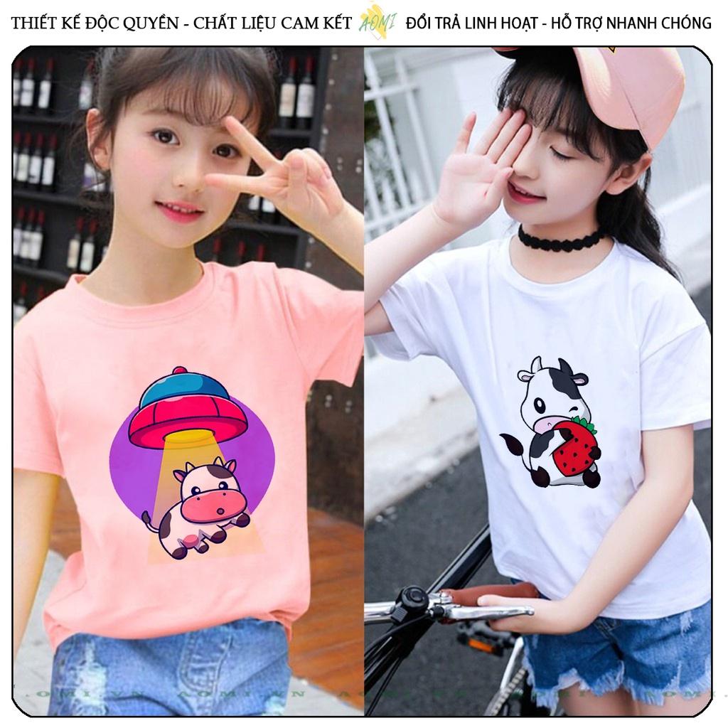 ÁO THUN BÒ SỮA CUTE TRẮNG PHÔNG NAM NỮ GIA ĐÌNH CẶP ĐÔI CÓ SIZE TRẺ EM CHO BÉ TRAI GÁI AOMIVN