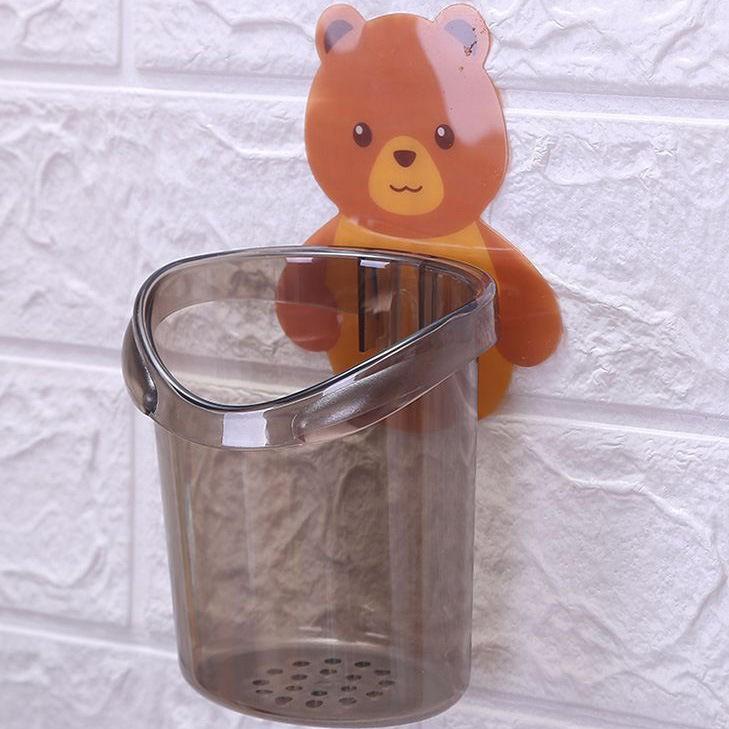 Ly Cốc Gấu Đựng Bàn Chải Đánh Răng Dán Tường - Giá Treo Cốc Đựng Vật Dụng Cá Nhân Hình Gấu Dán Tường Nhà Tắm Nhà Vệ Sinh