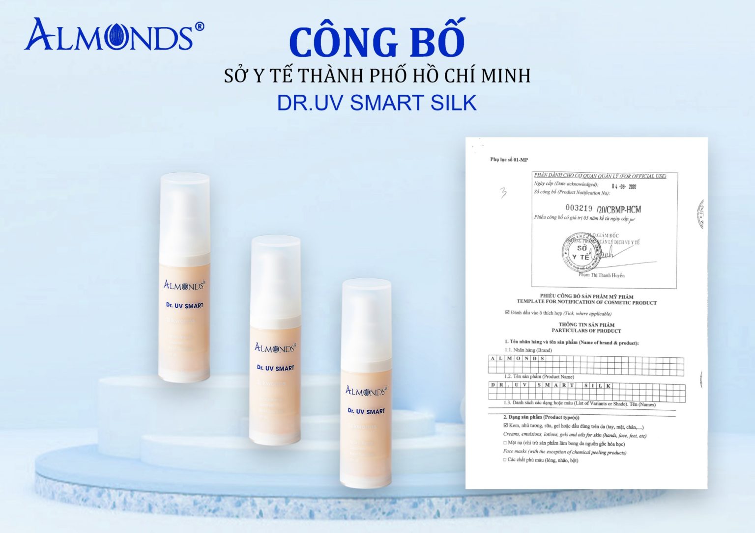 Sữa chống nắng kén tằm Almonds_DR.UV SMART SILK 30g