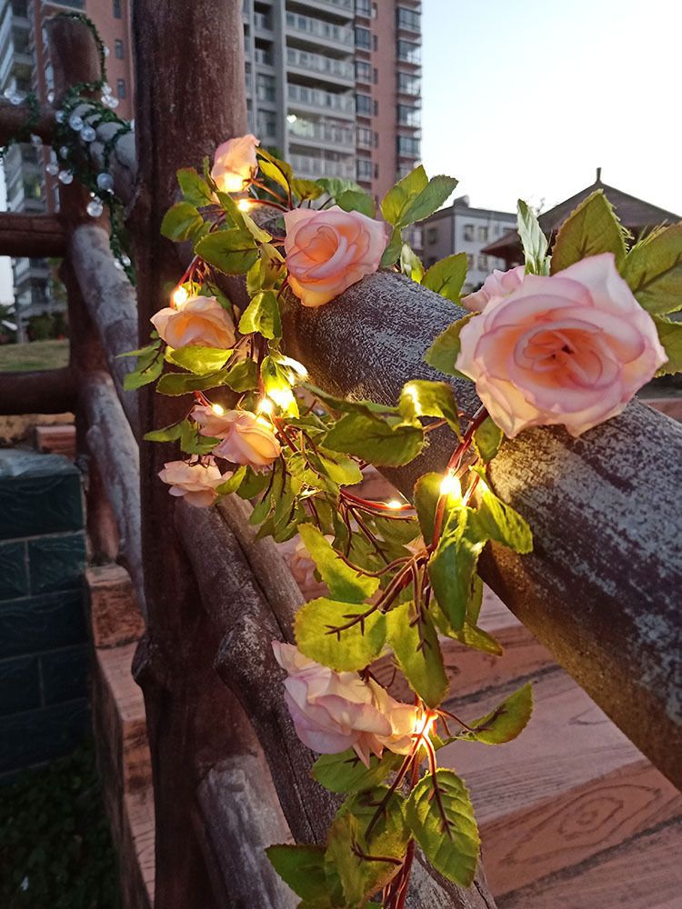 Đèn Trang Trí Năng Lượng Mặt Trời Dây Hoa Hồng, Chiều Dài 7M, 50 Bóng LED, Thắp Sáng Khu Vườn - DA3046