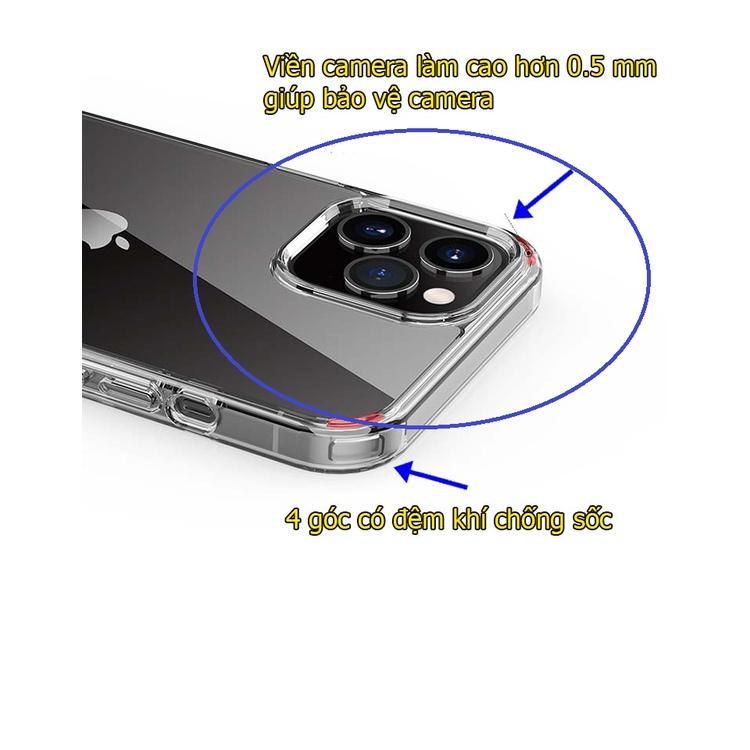 Ốp iPhone dành cho 13 pro max/ 12 trong suốt chống sốc đệm khí 4 góc