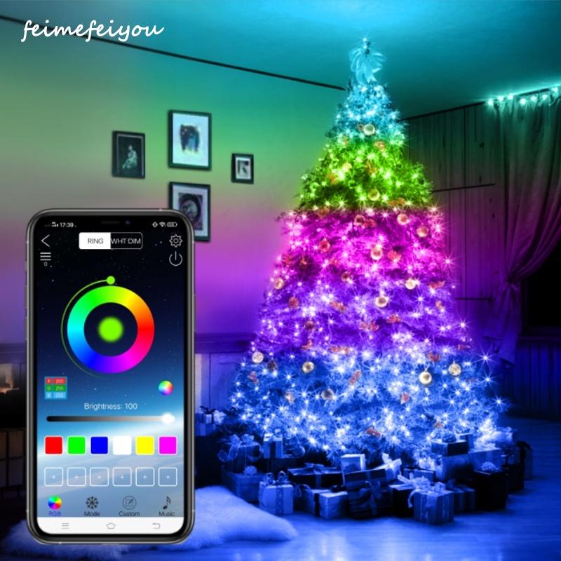 LED Bluetooth Copper Wire Light String Seven Colors USB 2022 Living Room Music Fairy Lights Garland Christmas Decorations