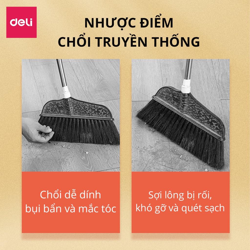 Bộ Chổi Quét Nhà Thông Minh Chống Mắc Tóc Gồm Cây Chổi và Dụng Cụ Hốt Deli - Phù Hợp Với Mọi Mặt Sàn Phòng Khách, Phòng Ngủ, Phòng Bếp Thiết Kế Có Móc Treo - VS1001