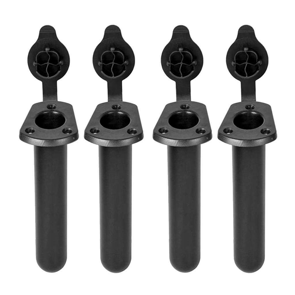 4 Pieces Durable Plastic Flush Mount Fishing Rod Holder Cap Gasket Kayak Canoe Side Tackle