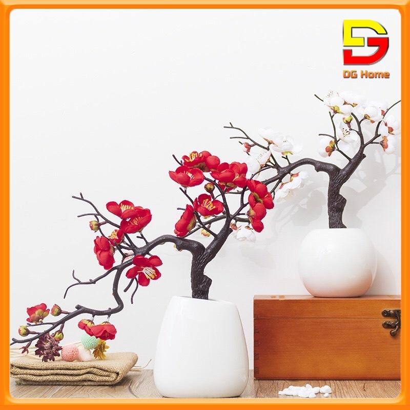 Hoa Giả Lọ Hoa Đào Bonsai Độc Đáo Trang Trí Để Bàn Phòng Khách Kệ Tủ Làm Quà Tặng Ý Nghĩa DH-23