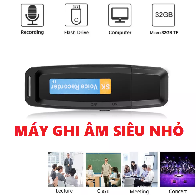 Ghi Âm Kỹ Thuật Số USB Mini Cao Cấp Pin Sạc Ổ Đĩa Flash USB 3.0 RECORD