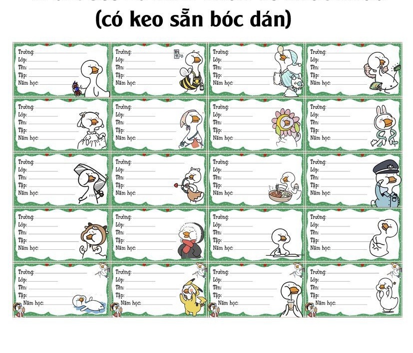 Nhãn vở vịt béo cute dễ thương 100 nhãn khác nhau/ nhãn dán vịt béo meme