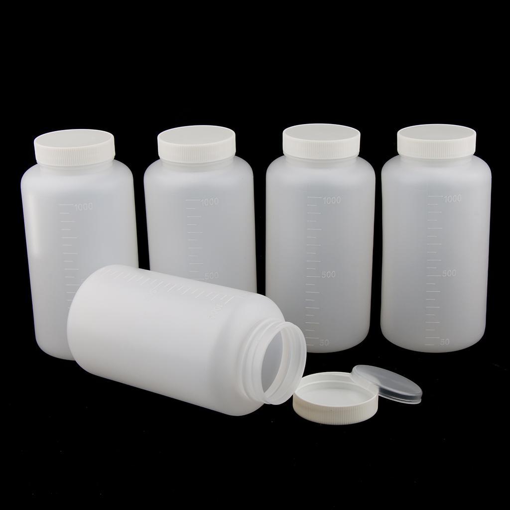 5pcs 1000ml Reagent Bottle with Cap Lab Reagent Bottle Laboratory