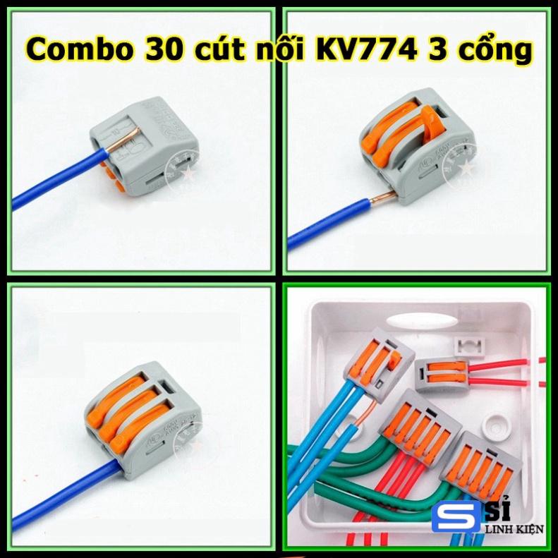 Combo 30 cút nối dây điện nhanh KV774 3 cổng