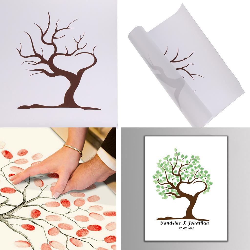 Wedding Party Fingerprint Tree Guest Book Signature Painting 30x40cm