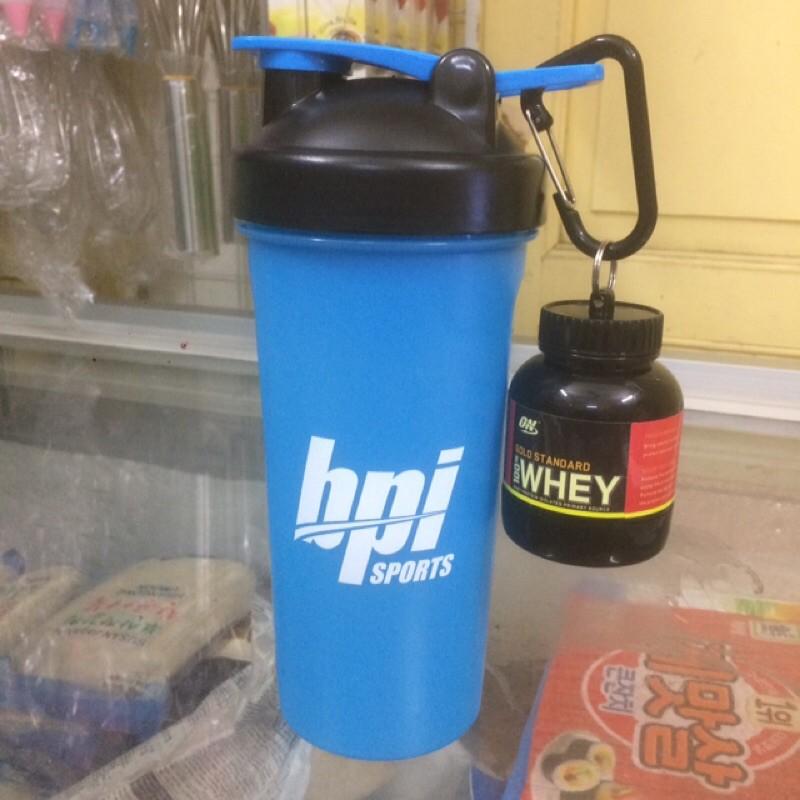 Bộ 2 sản phẩm bình đựng nước shake bottle và hộp đựng sữa bột ishake protein funnel ON Gold