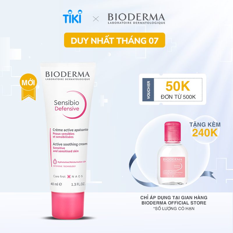 Kem dưỡng ẩm và làm dịu da, dành cho da nhạy cảm Bioderma Sensibio Defensive 40ml