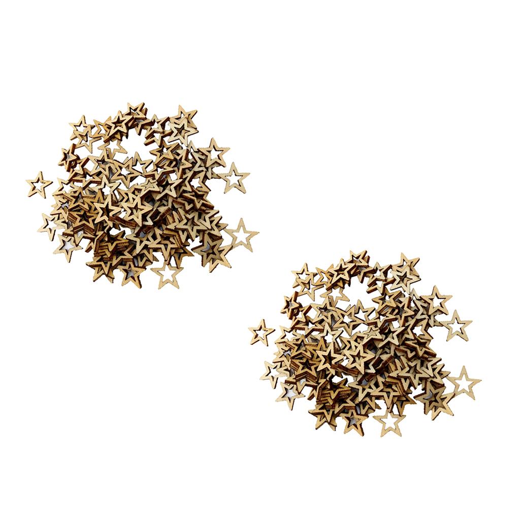200 Miếng Chưa Hoàn Thành Ngôi Sao Rỗng Hình Bằng Gỗ Trí Nổi 10mm