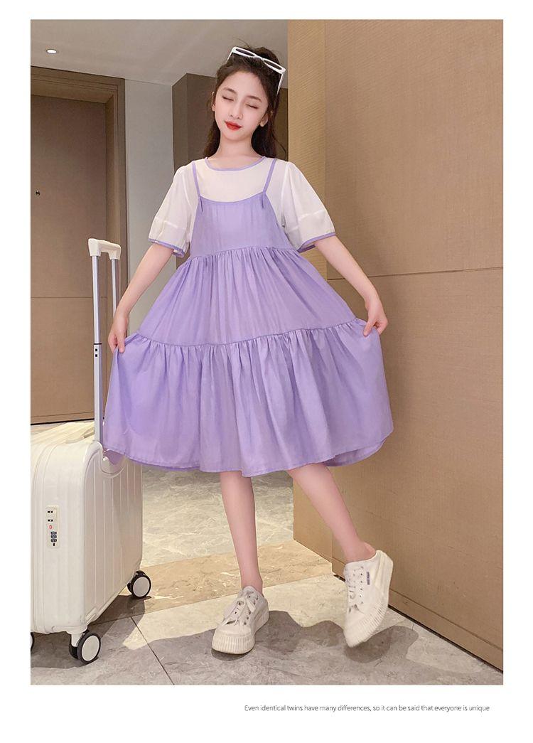 DIYIWEI Cô gái ăn mặc mùa hè 2023 phong cách phương Tây lớn bé lưới váy trẻ em mỏng giả hai váy công chúa