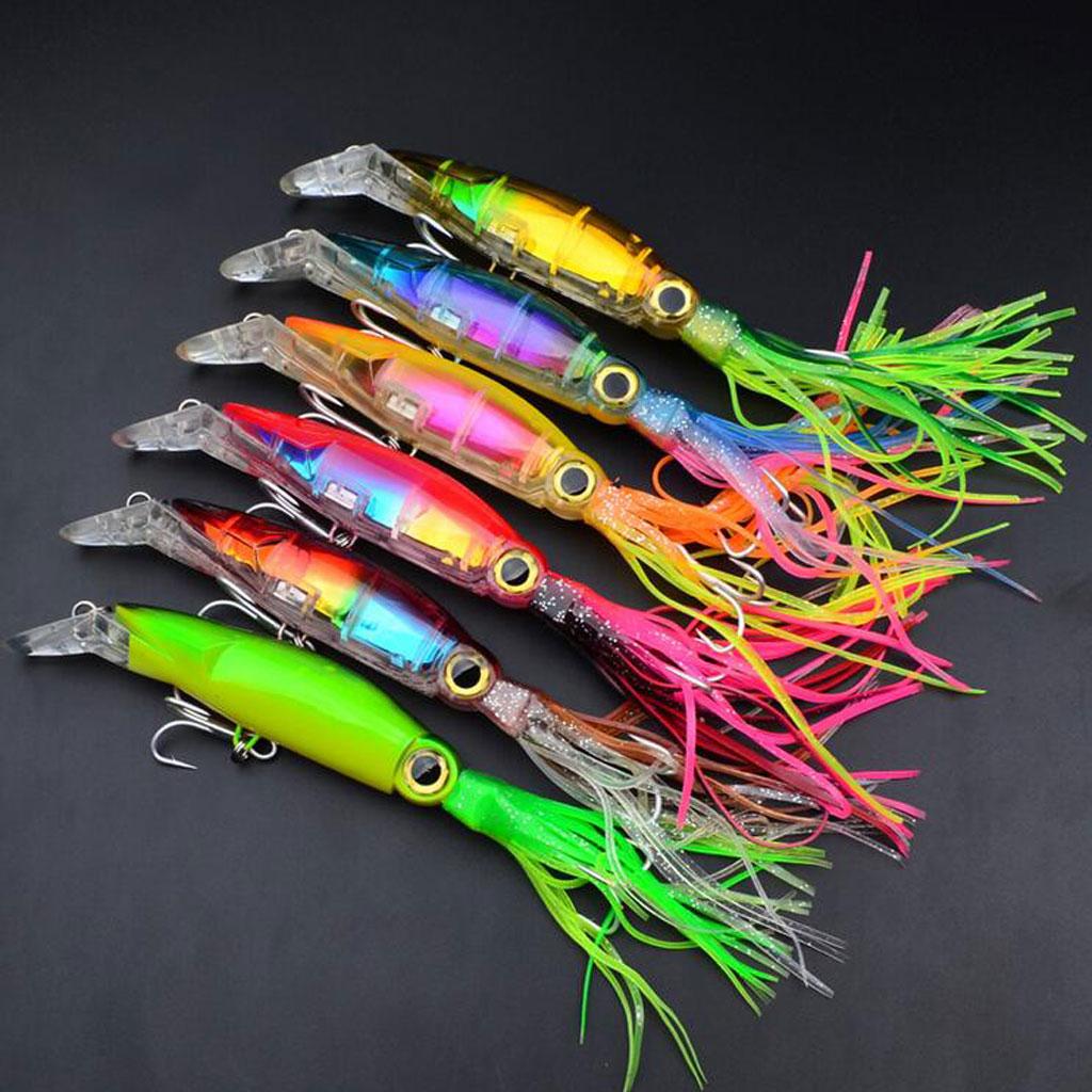 2Pcs Squid Jig Fishing Tackle Baits Hook Tuna Marlin Trolling Skirt Lures, 2 Colors