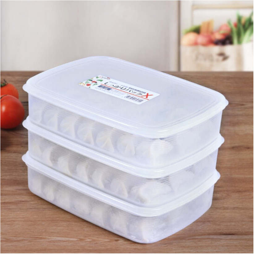 Combo 03 Hộp bảo quản thực phẩm 2600ml hình chữ nhật dẹt - Nội địa Nhật